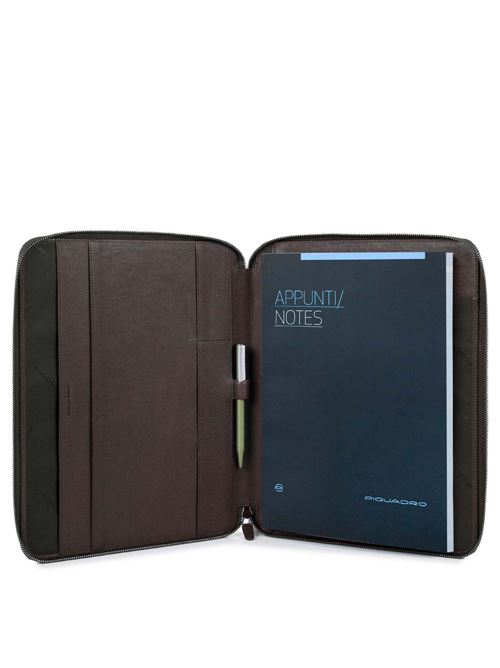 Black Square portablocco sottile A4 con lampo in pelle PIQUADRO | pb1164b3tm-TESTA DI MORO